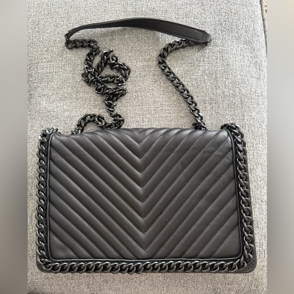 Aldo Black Quilted Shoulder Bag with Chain Strap